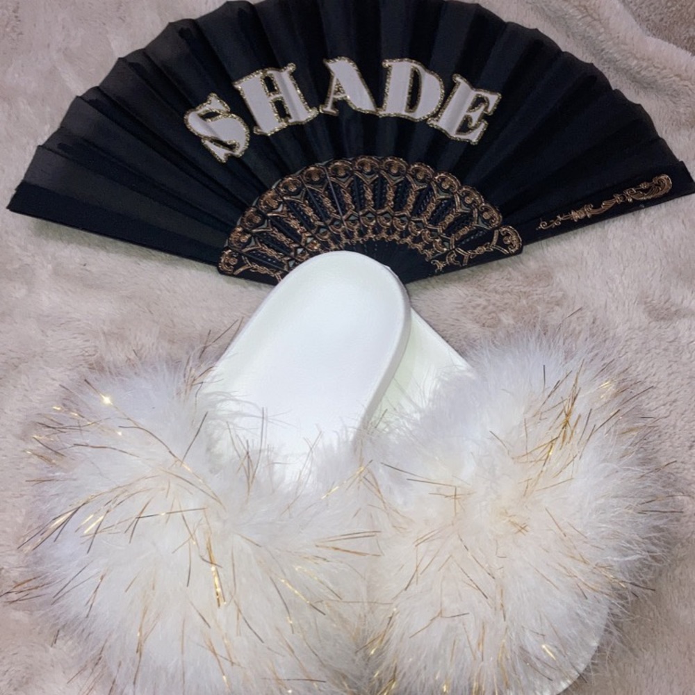 Goddess Queen Faux Fur Slides